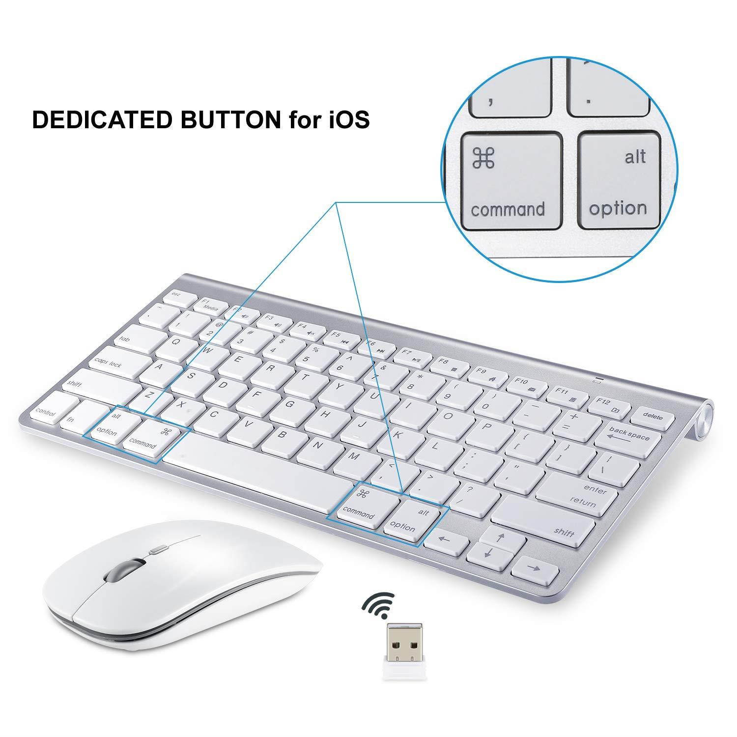 Wireless Keyboard and Mouse Compatible with iMac MacBook Windows Computer and Android Tablets
