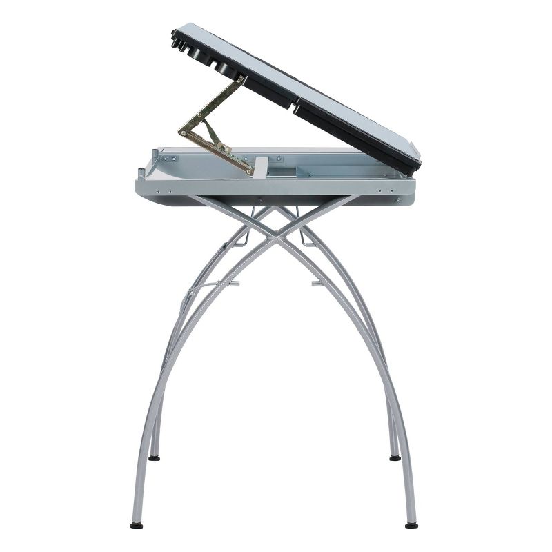 Futura Craft Station with Folding Shelf - Silver/Blue Glass