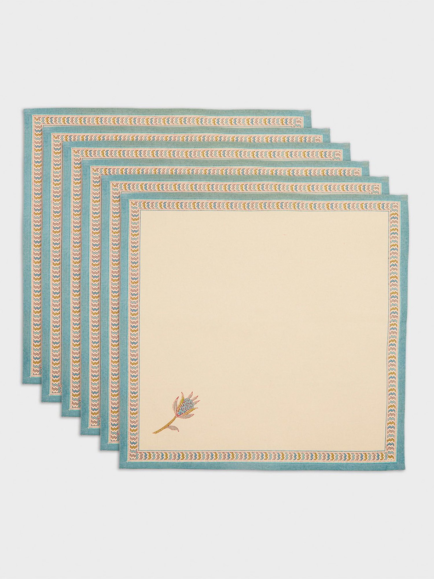 Fabindia Home Idika Tarinika Blue Cotton Napkin - Set Of 6