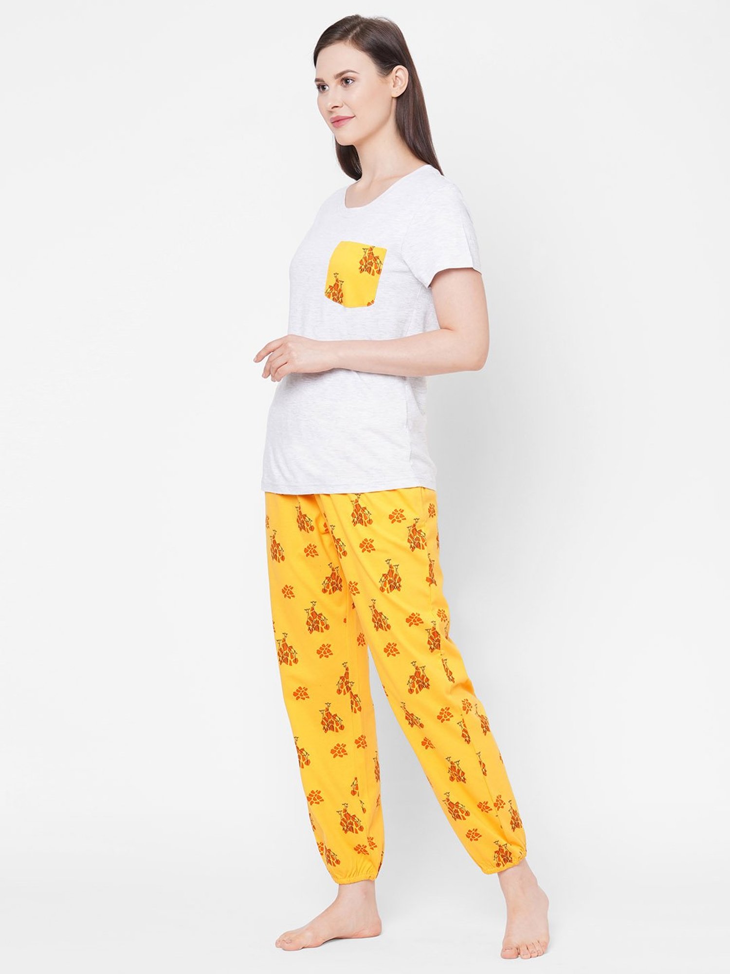 Mystere Paris White & Yellow T-Shirt With Joggers