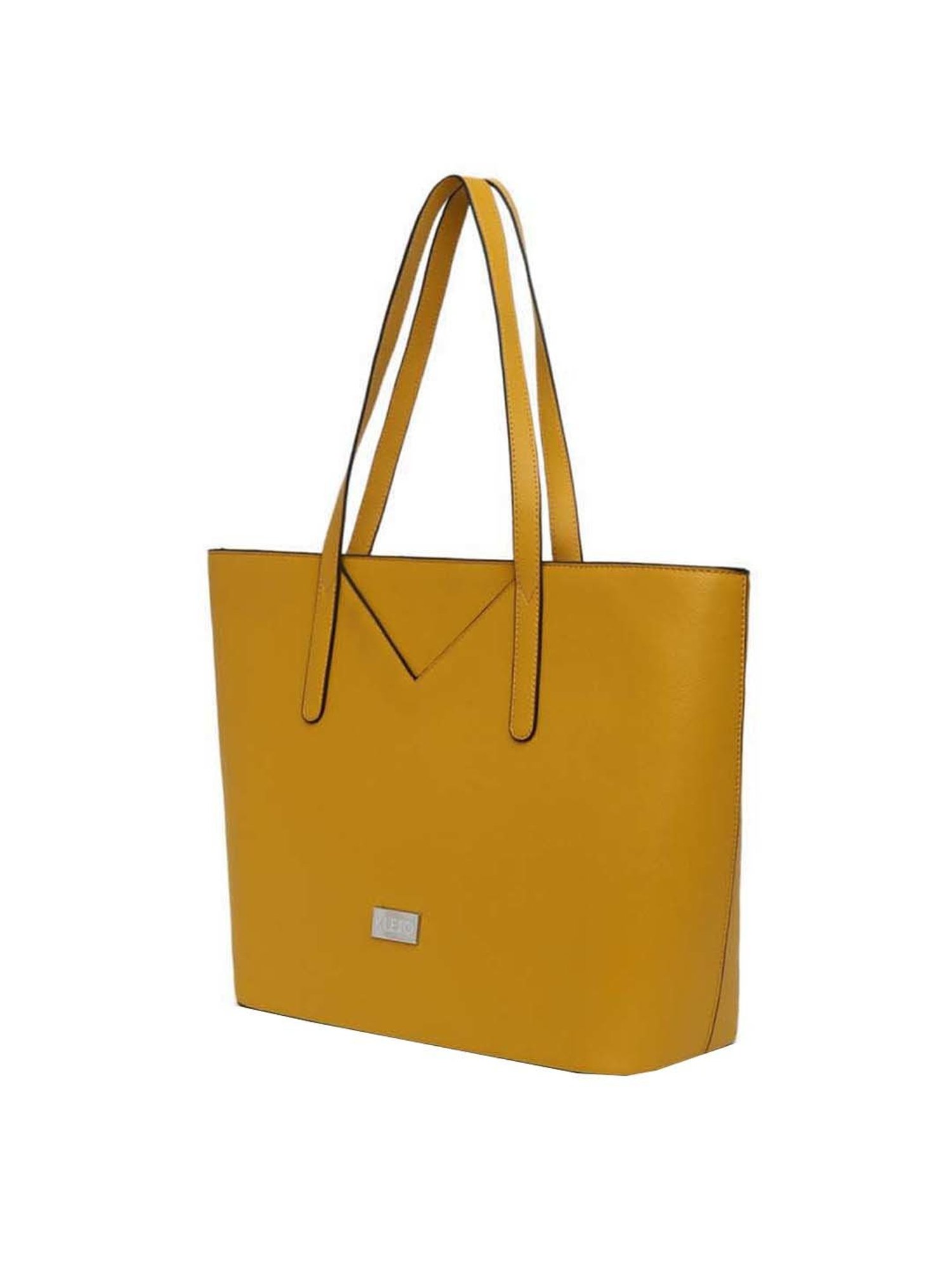KLEIO Mustard Solid Medium Tote Handbag