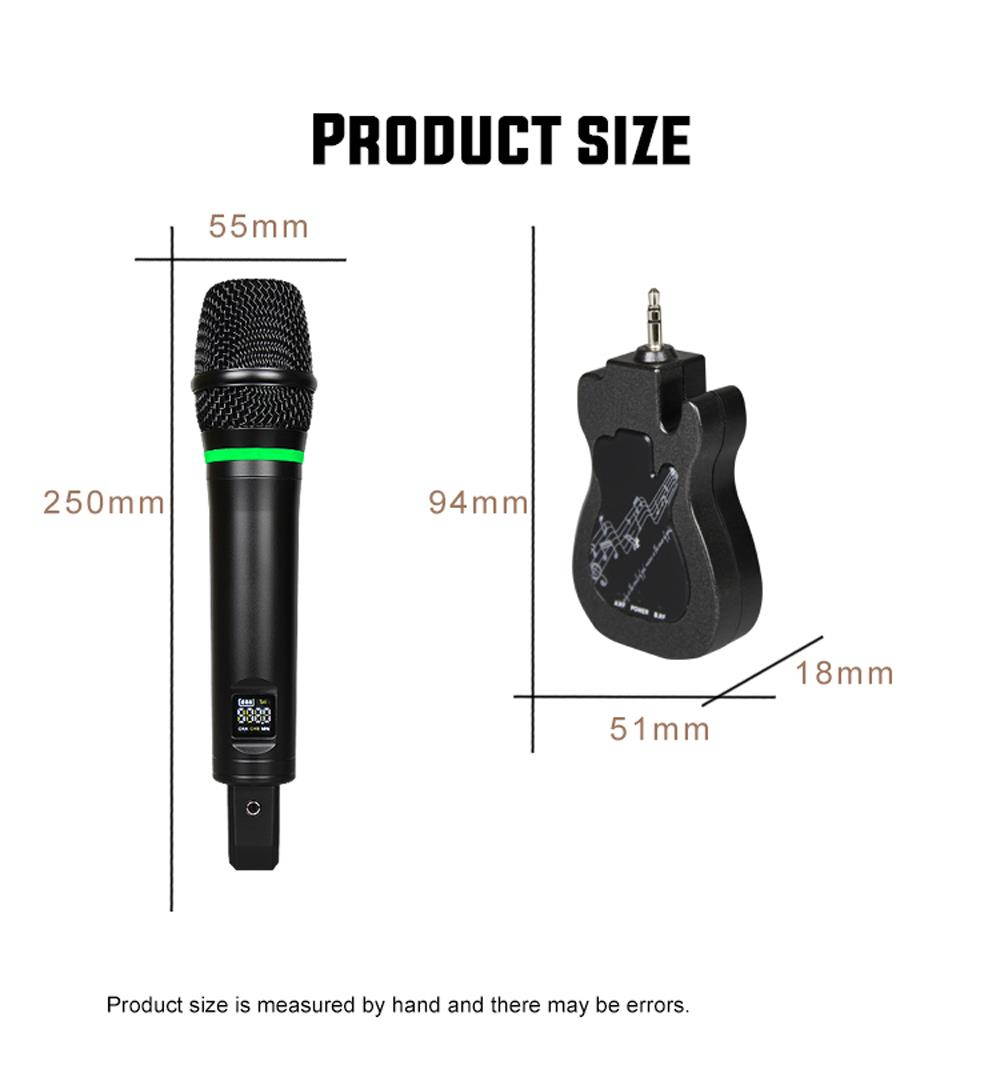 Wireless Dual Microphone Electrit Condenser Microphone Handy Microphone