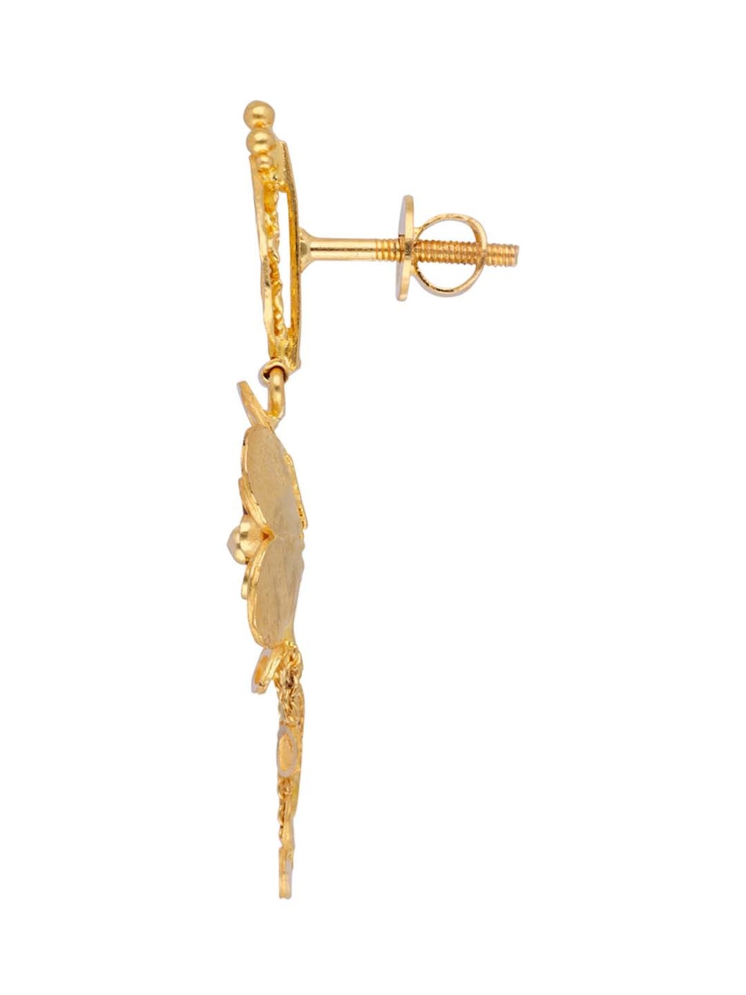 CKC Plain Gold Ear Drops with Filigree Design: Timeless Sophistication