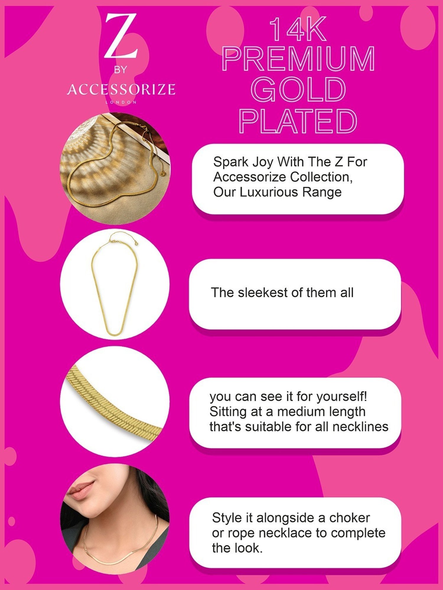 Accessorize London Real Gold-Plated Z Omega Necklace