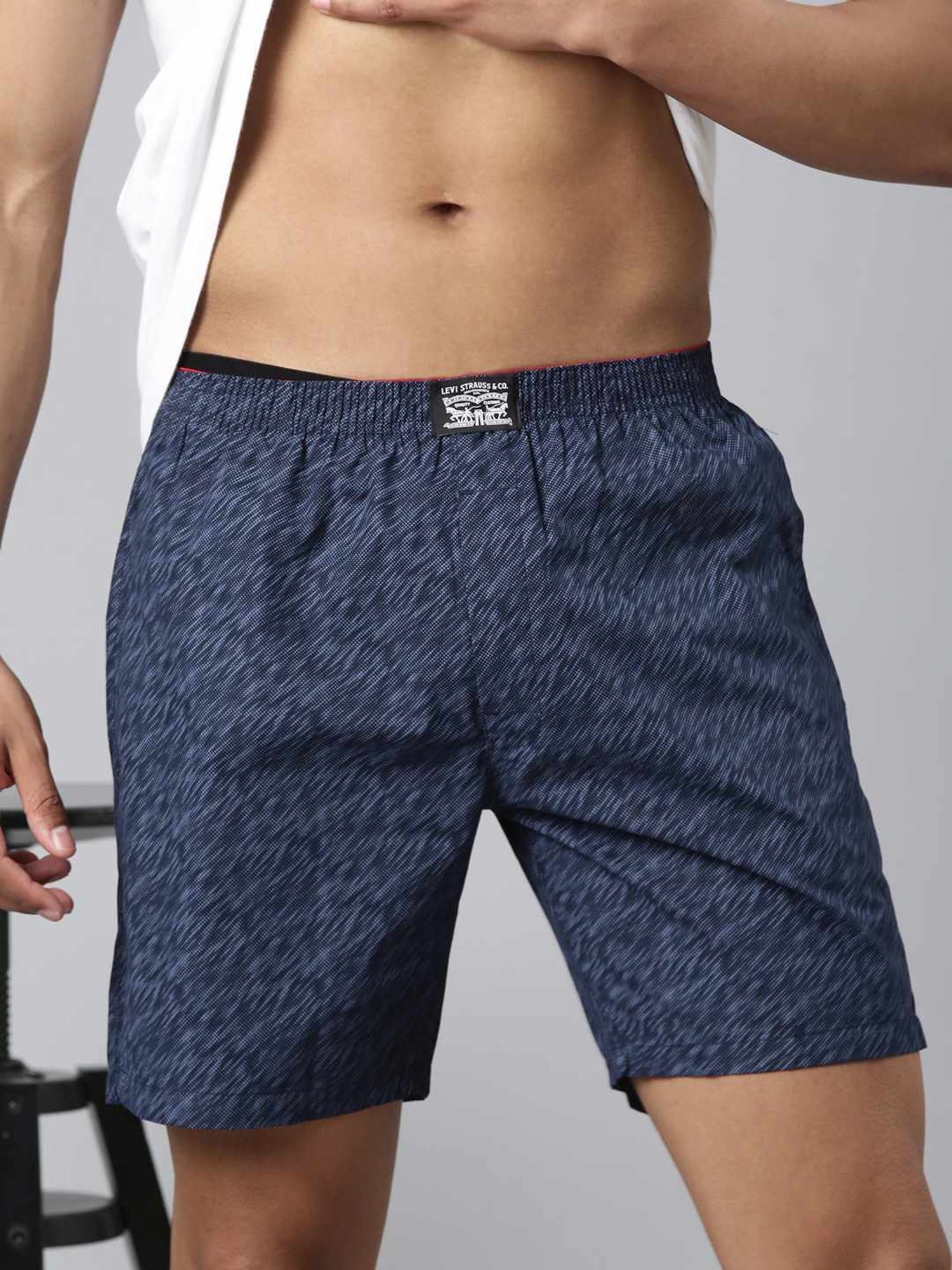 Levi'S Blue Pure Cotton Relaxed Fit Printed Shorts