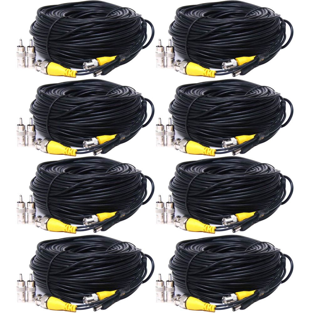 VideoSecu 8 Pack 50ft CCTV Security Camera BNC RCA DVR Video Power Cables Surveillance Wires with Free Connectors 1QY