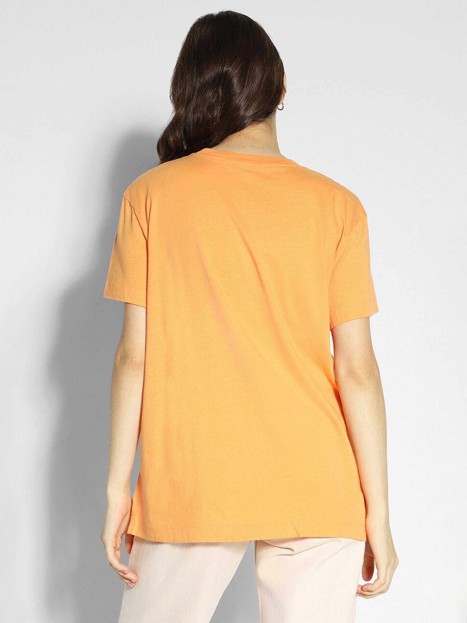 American Eagle Outfitters Orange Cotton Graphic Print Oversized T-Shirt
