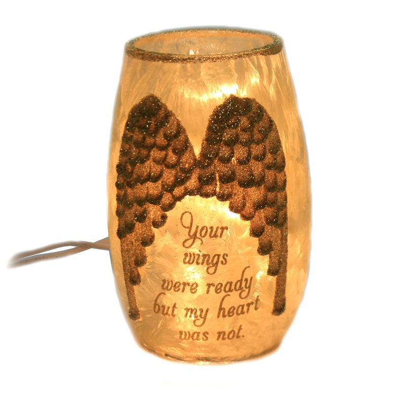 Stony Creek 5.0" Angel Wings Small Pre-Lit Vase Memorial Grief Loss  -  Novelty Sculpture Lights