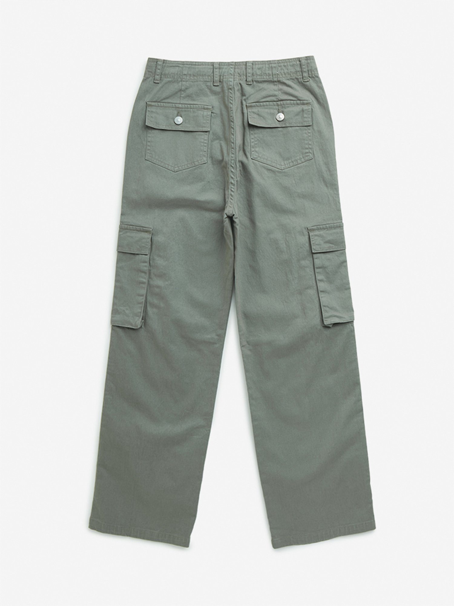 Y&F Kids by Westside Olive High-Rise Cargo-Style Cotton Blend Pants