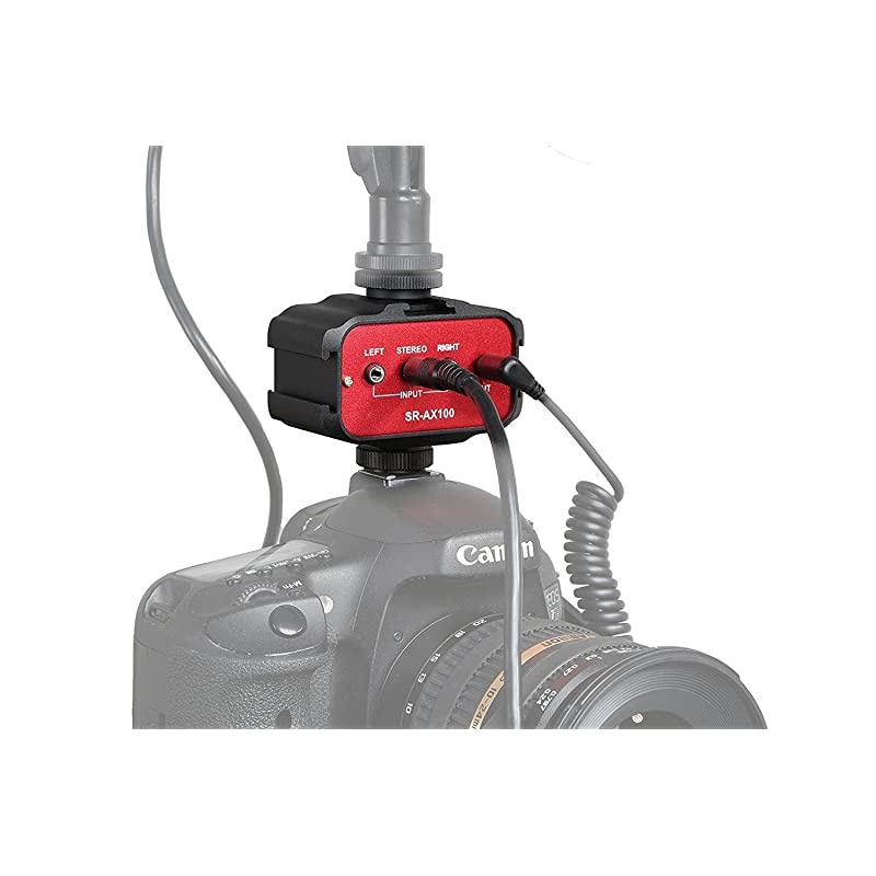 DSLR Audio Adapter SR AX100 Microphone Audio Mixer Universal Dual Channels Microphone Amplifier Adapter for use with Shooting Video Recording Mic Accessories with 2 Channel 35mm