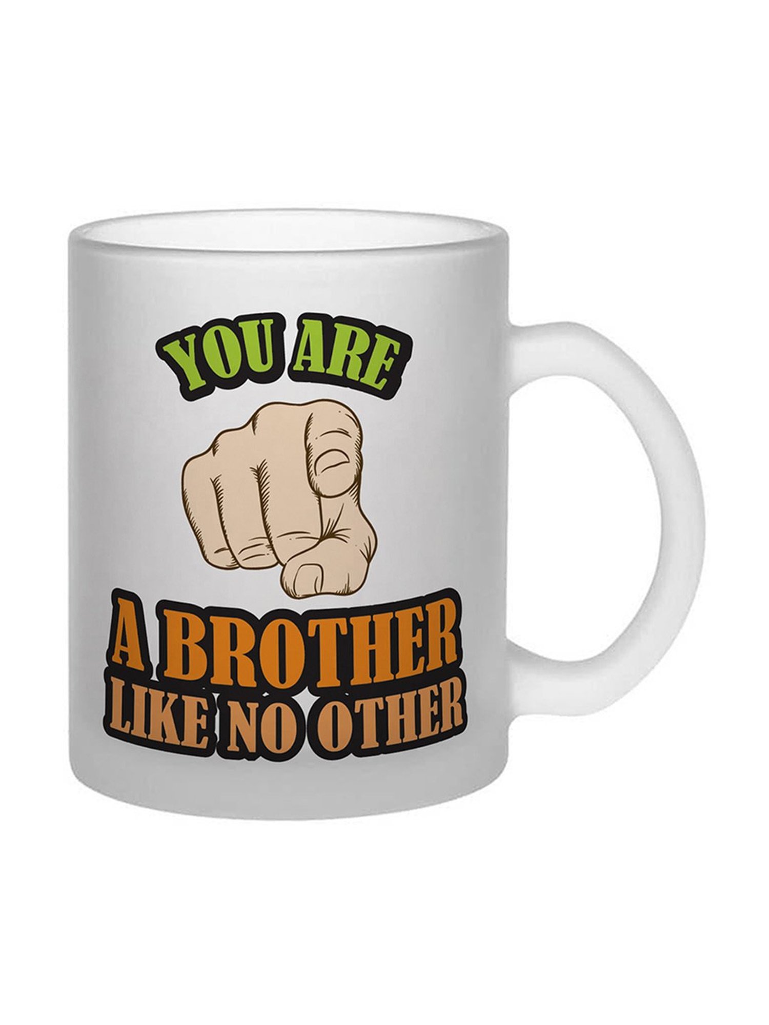Gathari Brother like no other White Glass Frosted Coffee Mug 350 ml