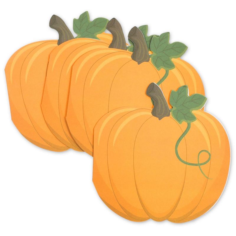 24-Pack Pumpkin Shaped Notecards and Gold Foil Envelopes for Thanksgiving (4.75 x 4.75)