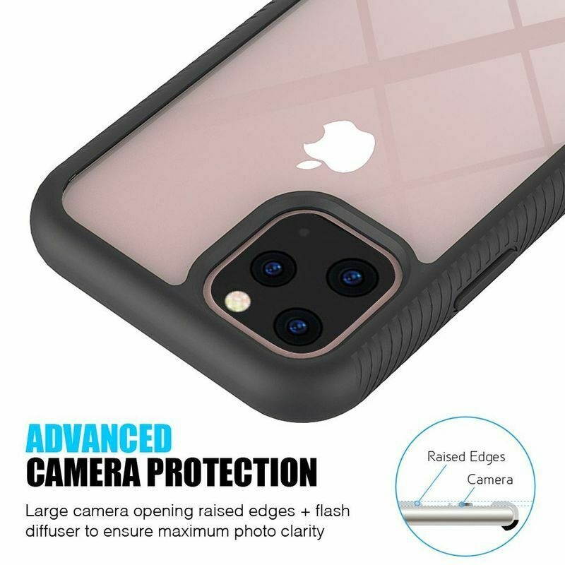 For  iPhone 12 Pro Max 6.7 in Black Hard Hybrid Case Cover
