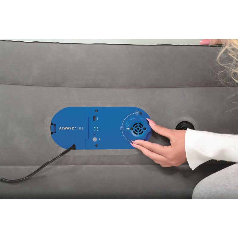 Bestway AlwayzAire Gray 18 Inch Raised Air Mattress Bed with Built-in Pump, Twin