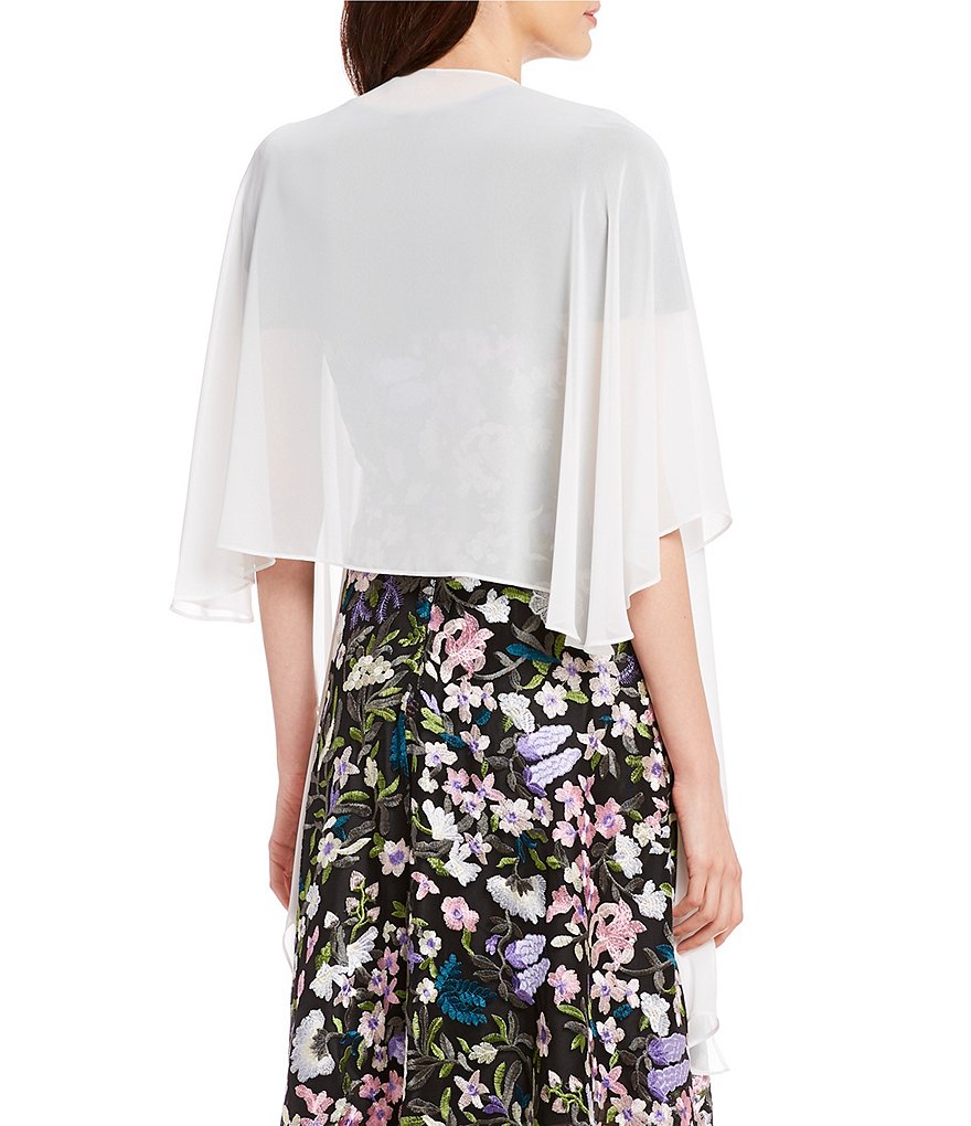 Cejon Metallic Crocheted Fringe Metallic Evening Wrap