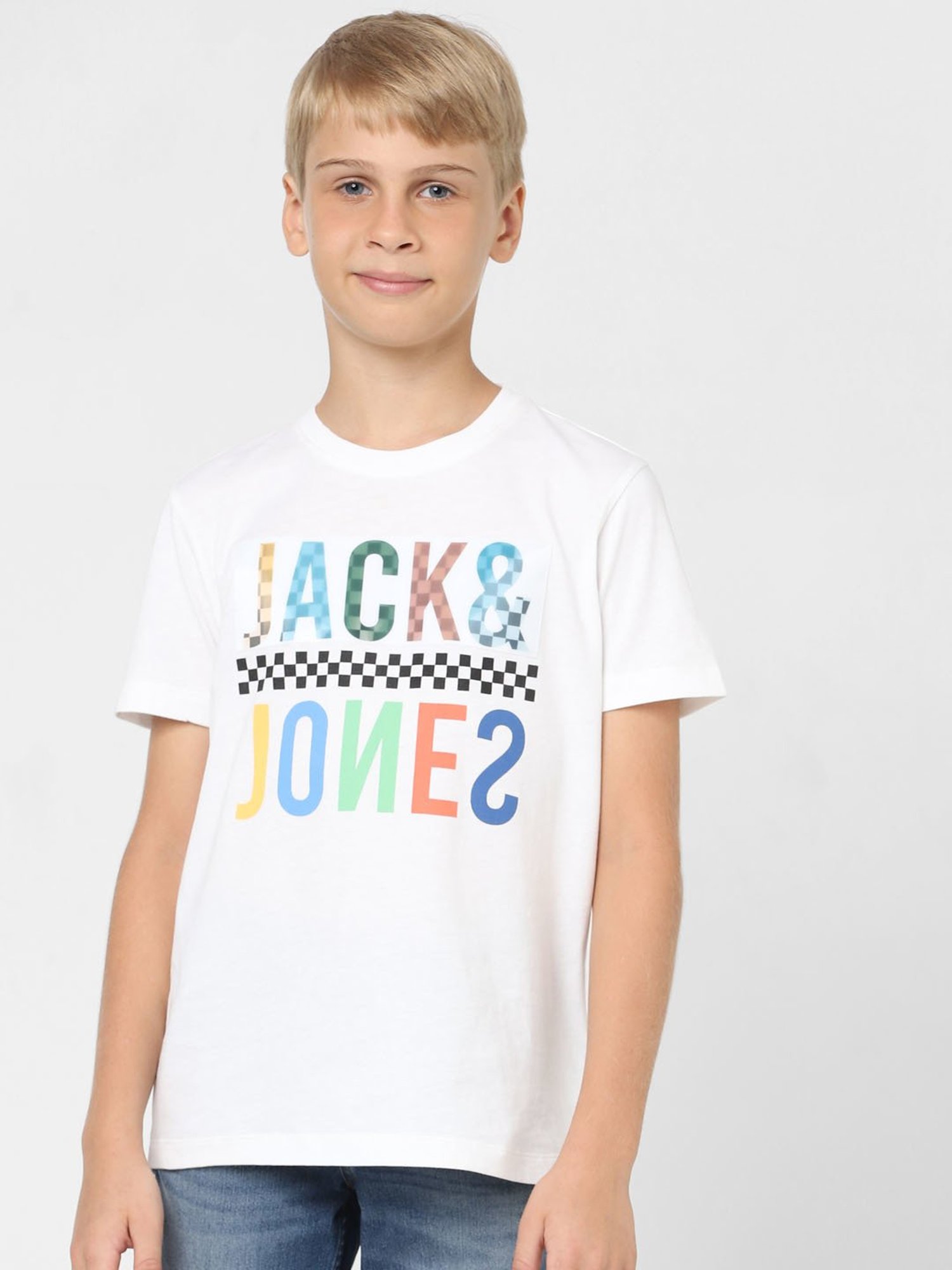 Jack & Jones Junior Boys White Printed T-Shirt