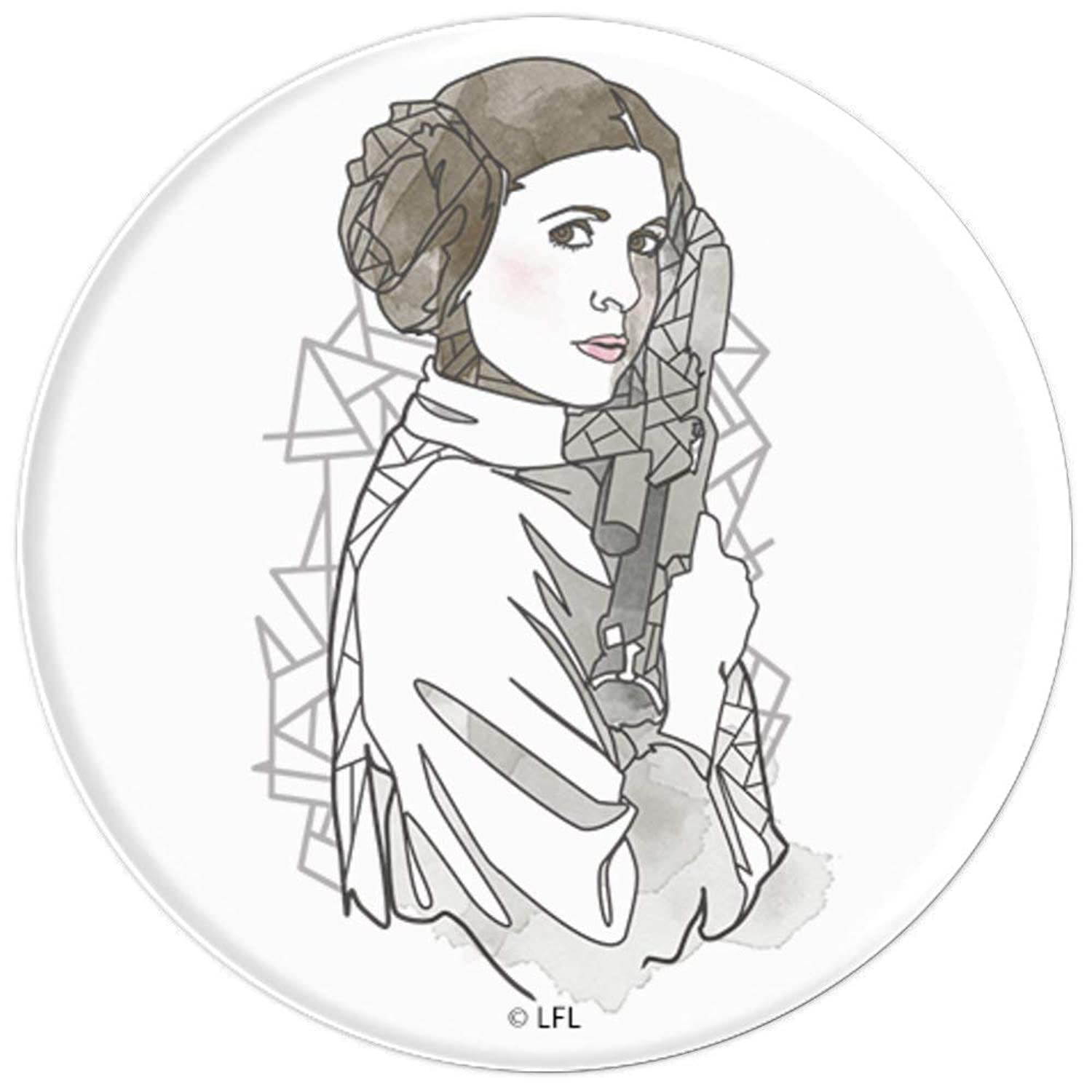 Star Wars Princess Leia Outline Watercolor Sketch PopSockets Grip and Stand for Phones and Tablets