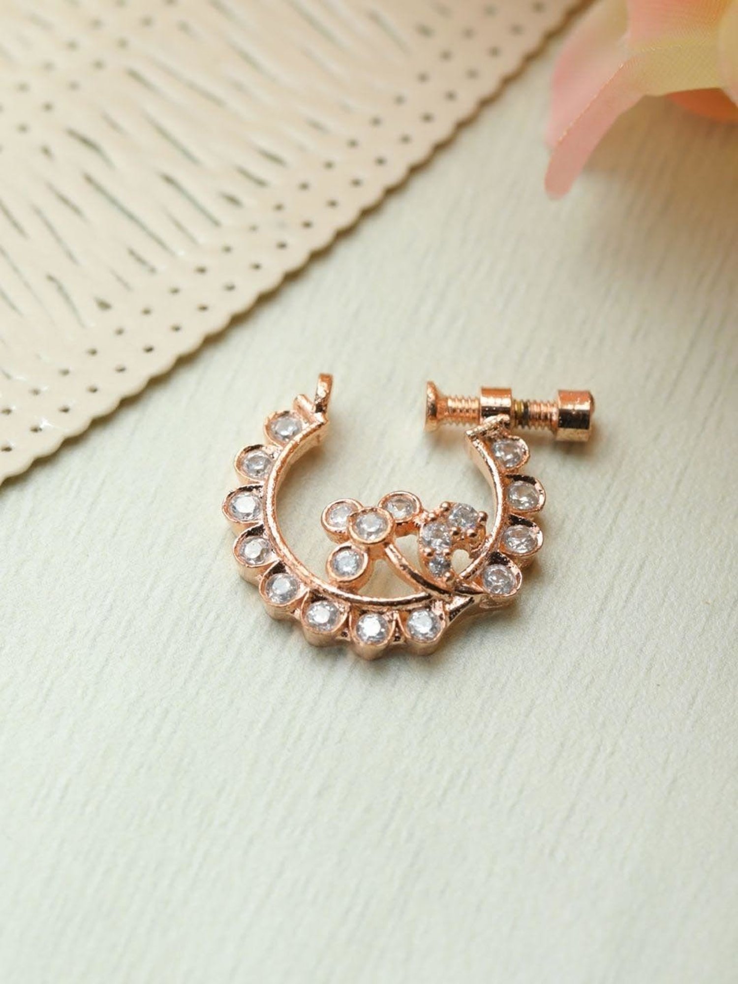 Priyaasi Floral Rose Gold Nose Ring