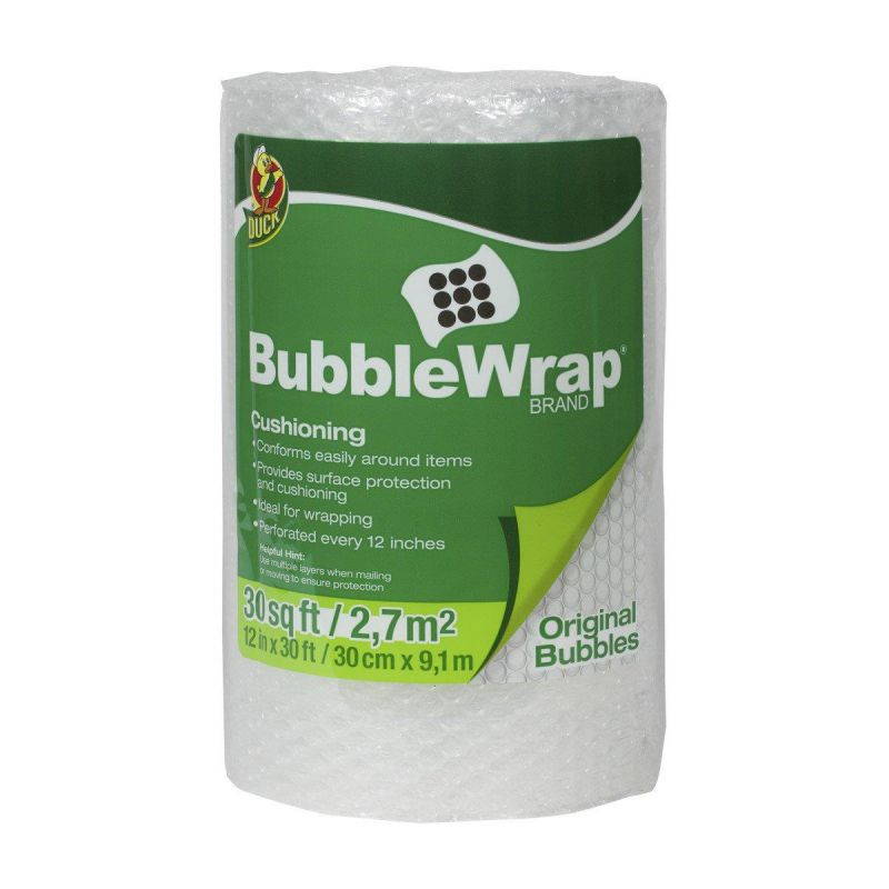 Duck Brand Bubble Wrap Roll, 3/16" Original Bubble Cushioning, 12" x 30', Perforated Every 12" (393251)
