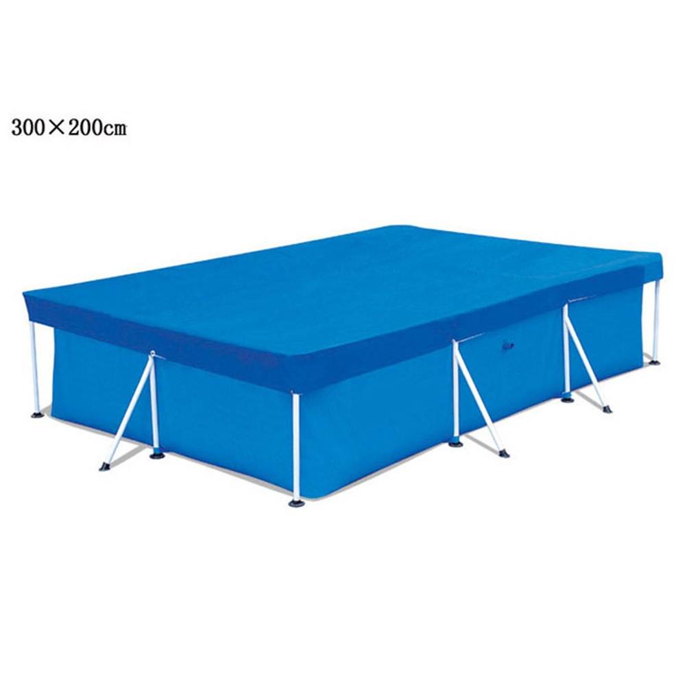 1PC Swimming Pool Covering Cloth Dustproof Water Pool Cover Heat Preservation Pool Cover Rainproof PE Weaving Awning Cloth Ultraviolet-proof Swimming Pool Insulation Film for Pools (Blue 300x200x66cm)
