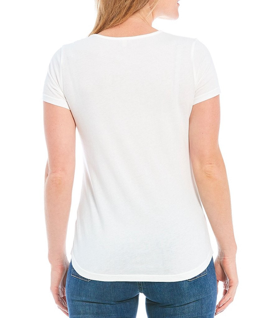 Reba Ariel Short Sleeve Jewel Neck Embellished Tee