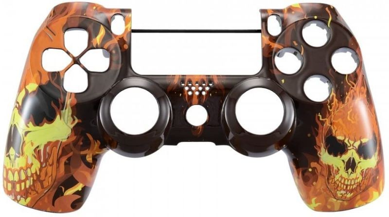 eXtremeRate Fire Skulls Hydro Dipped Front Housing Shell Case, Faceplate Cover Replacement Kit for Playstation 4 PS4 Slim PS4 Pro Controller (CUH-ZCT2 JDM-040/050/055) - Controller NOT Included