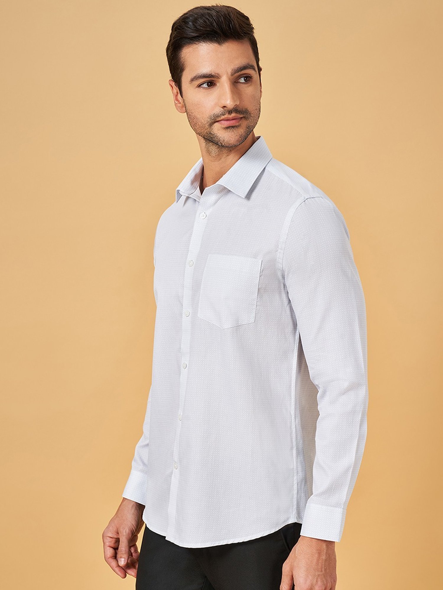 Peregrine by Pantaloons Sky Blue Cotton Slim Fit Shirt
