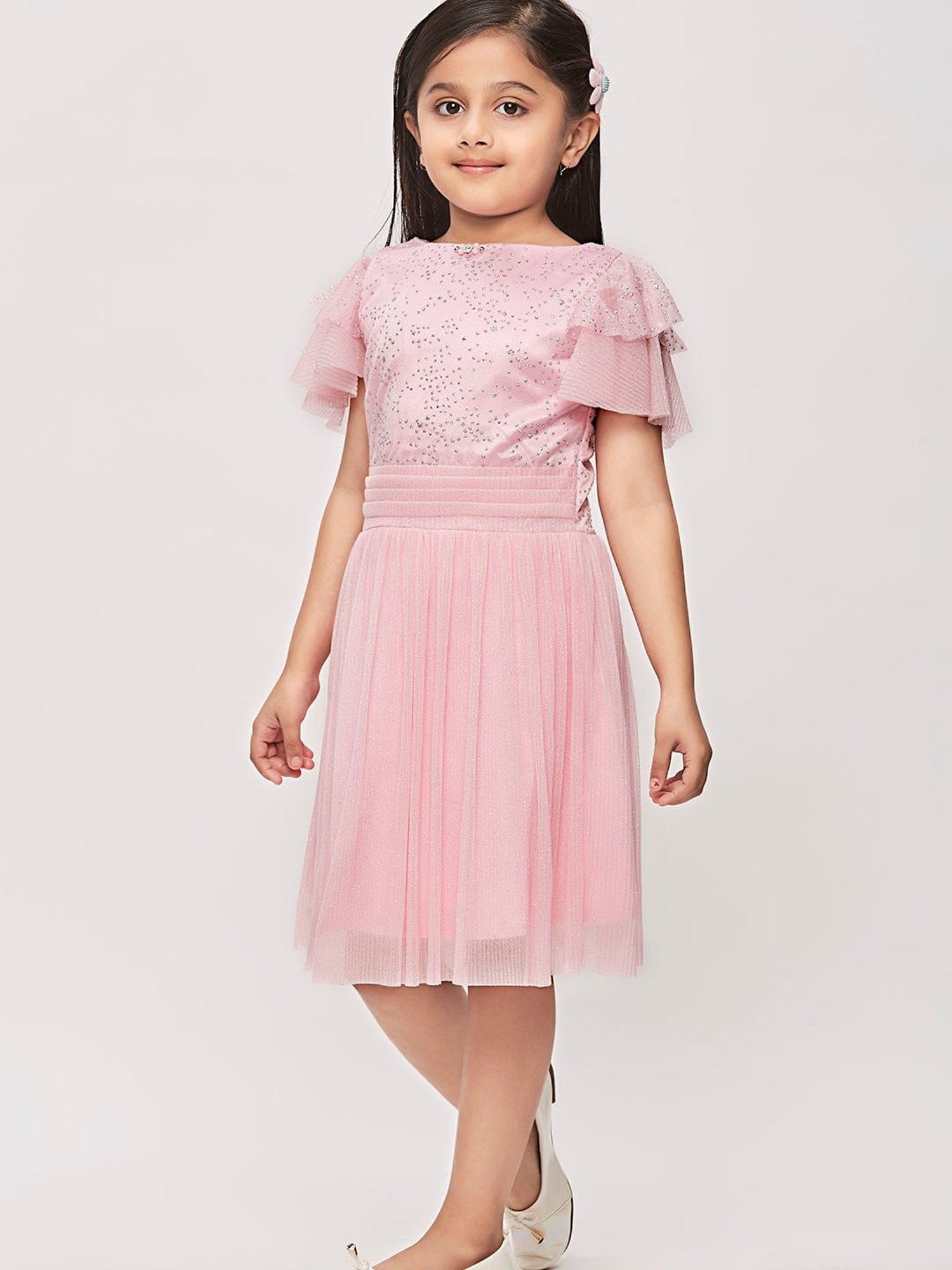 Tiny Girl Pink Embellished Midi Dress