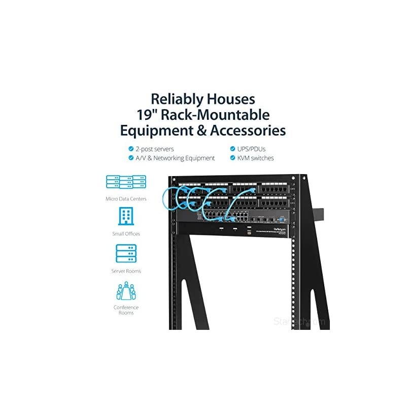com 16U Open Frame Network Rack 19 2 Post Free Standing Desktop Rack for Computer AV Media IT Equipment for Server Room 2POSTRACK16 Black