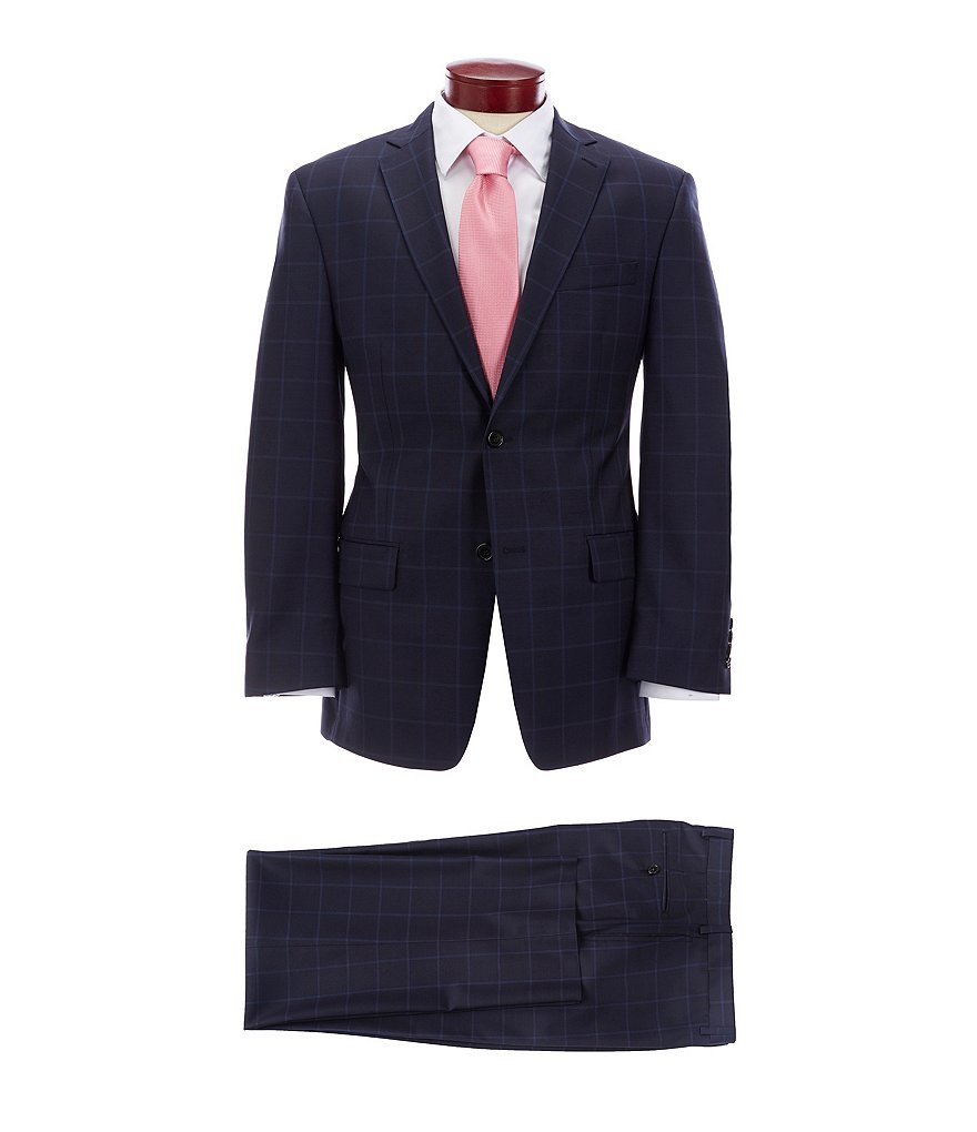 Ralph Ralph Lauren Athletic Fit Navy Plaid Wool Suit