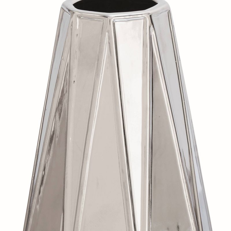 Set of 3 Glam Style Geometric Metallic Electroplated Vases Silver - CosmoLiving by Cosmopolitan