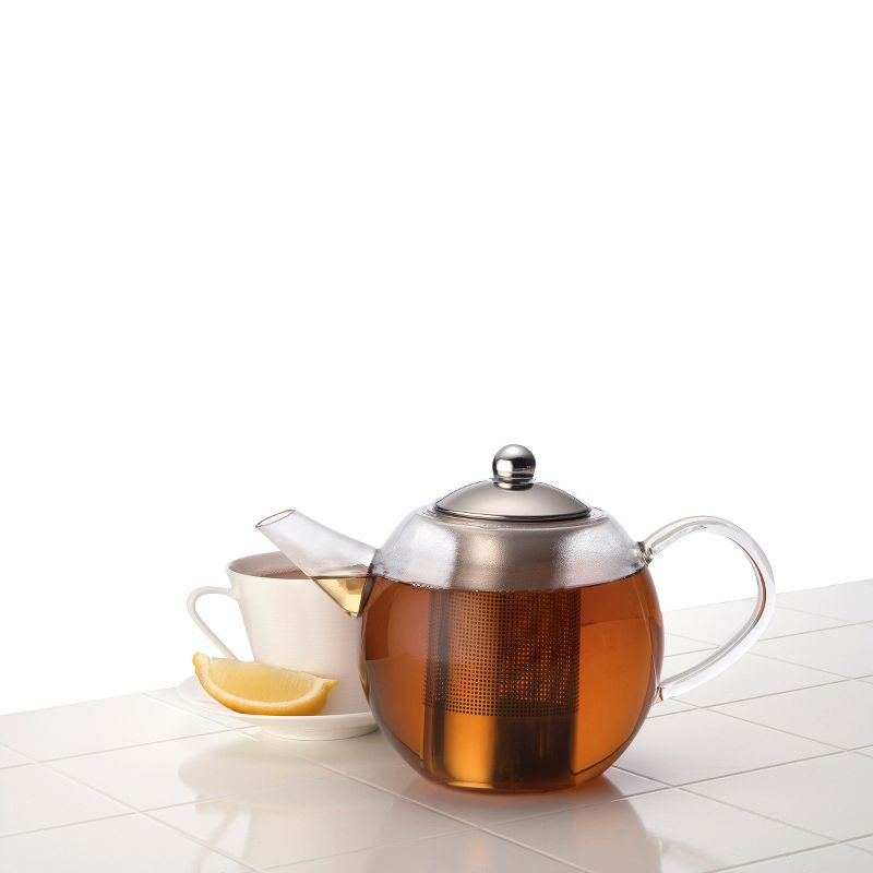 Bonjour Round Glass Teapot with Flavor Lock Infuser (34 oz)