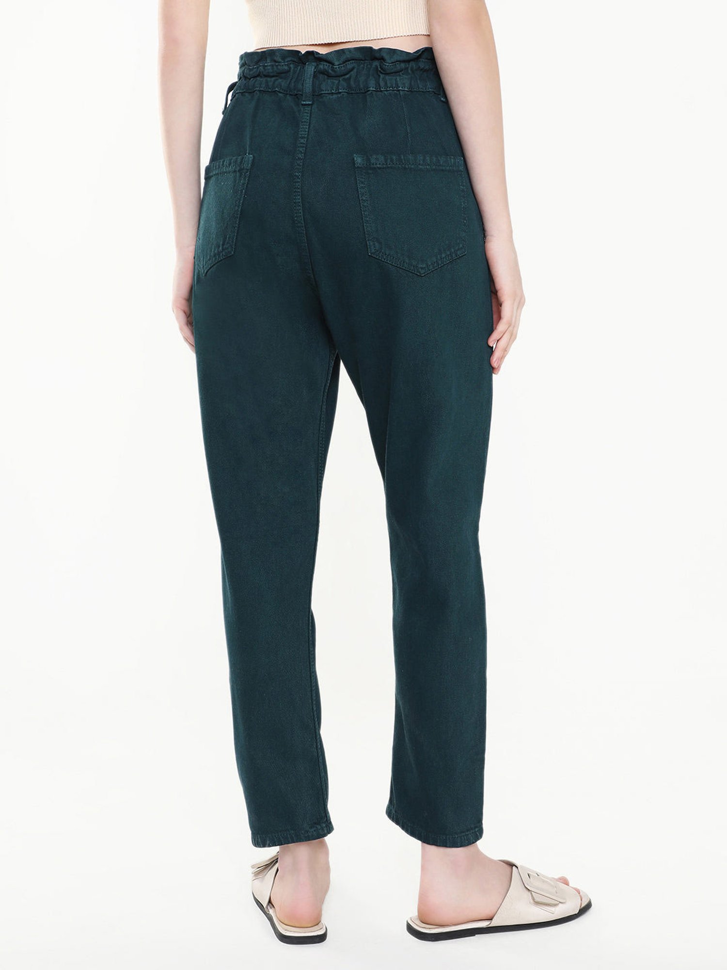 SHOWOFF Teal Denim Relaxed Fit Mid Rise Jeans