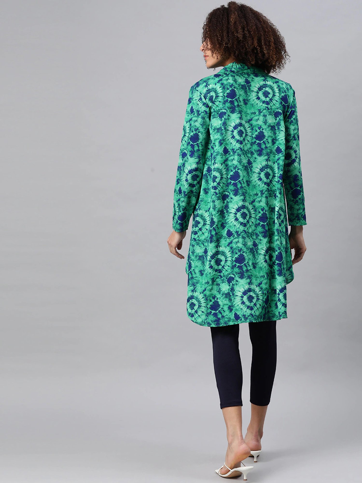 Cottinfab Green Tie - Dye Long Shrug