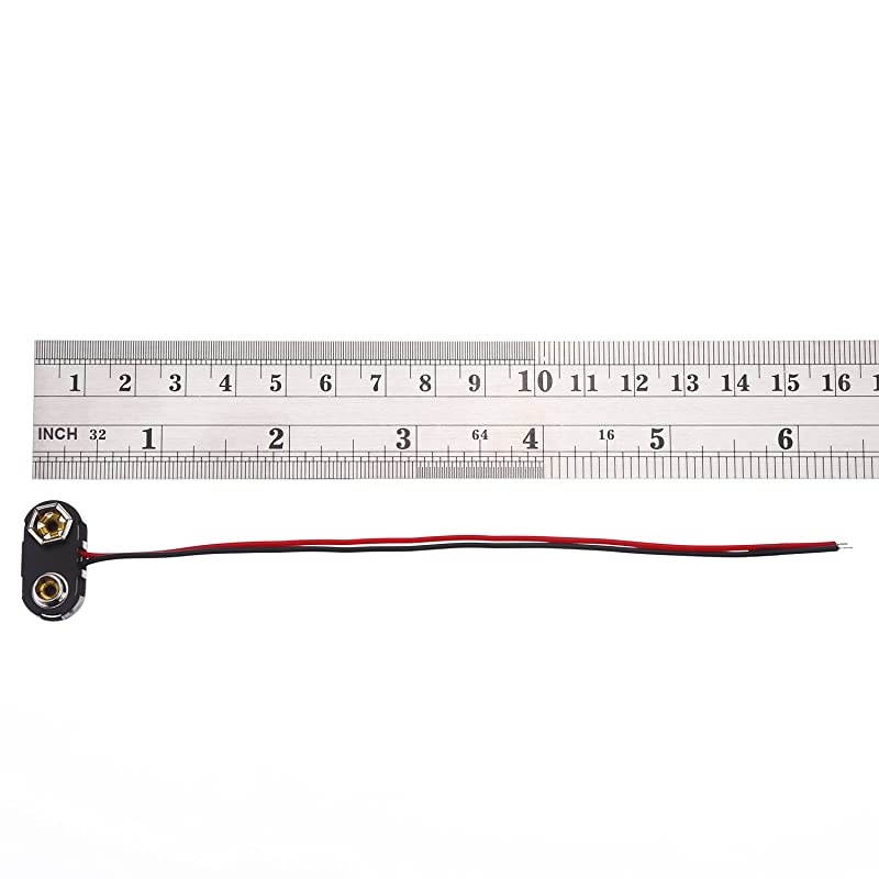 Pack T Type 9 V Battery Clip Connector Long Cable Connection Hard Shell Black Red Connector T Type