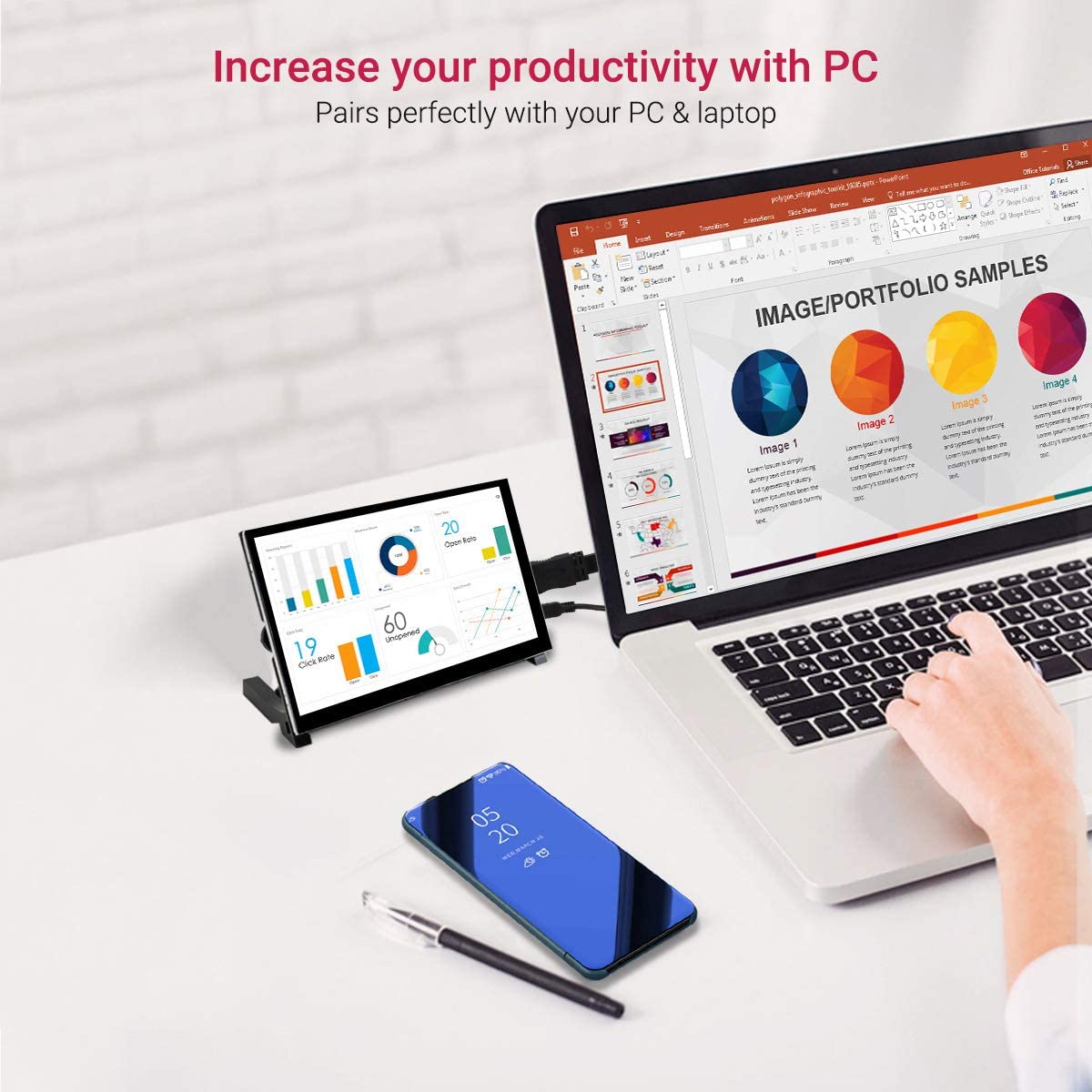 Raspberry Pi Monitor 7 Inch Touchscreen Capacitive IPS Display 1024x600 USB Powered HDMI Monitor with Speaker & Stand for Raspberry Pi 4 3 2Win PC