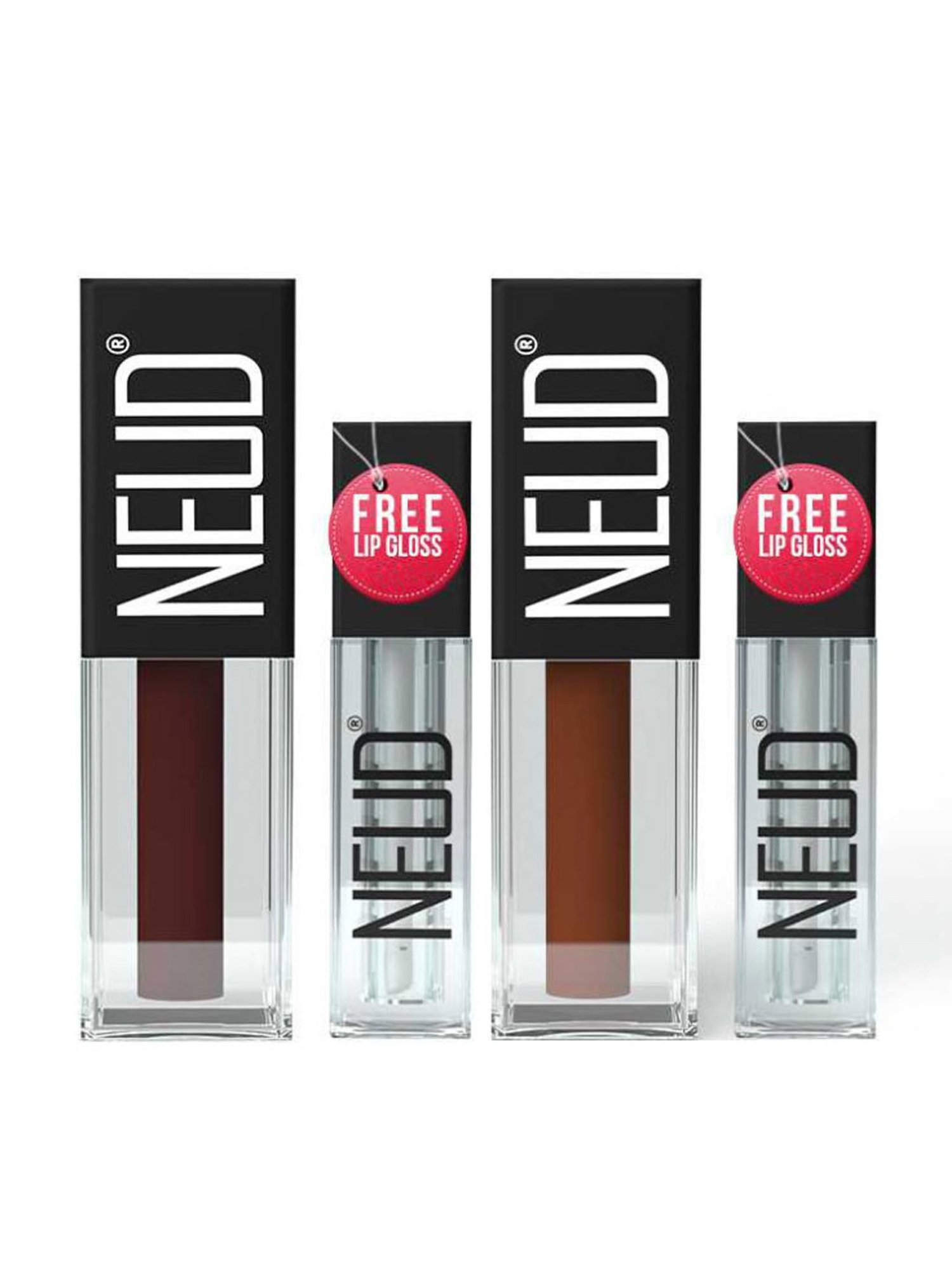 Neud Matte Liquid Lipstick Combo Oh My Coco & Espresso Twist with Two Lip Gloss Free