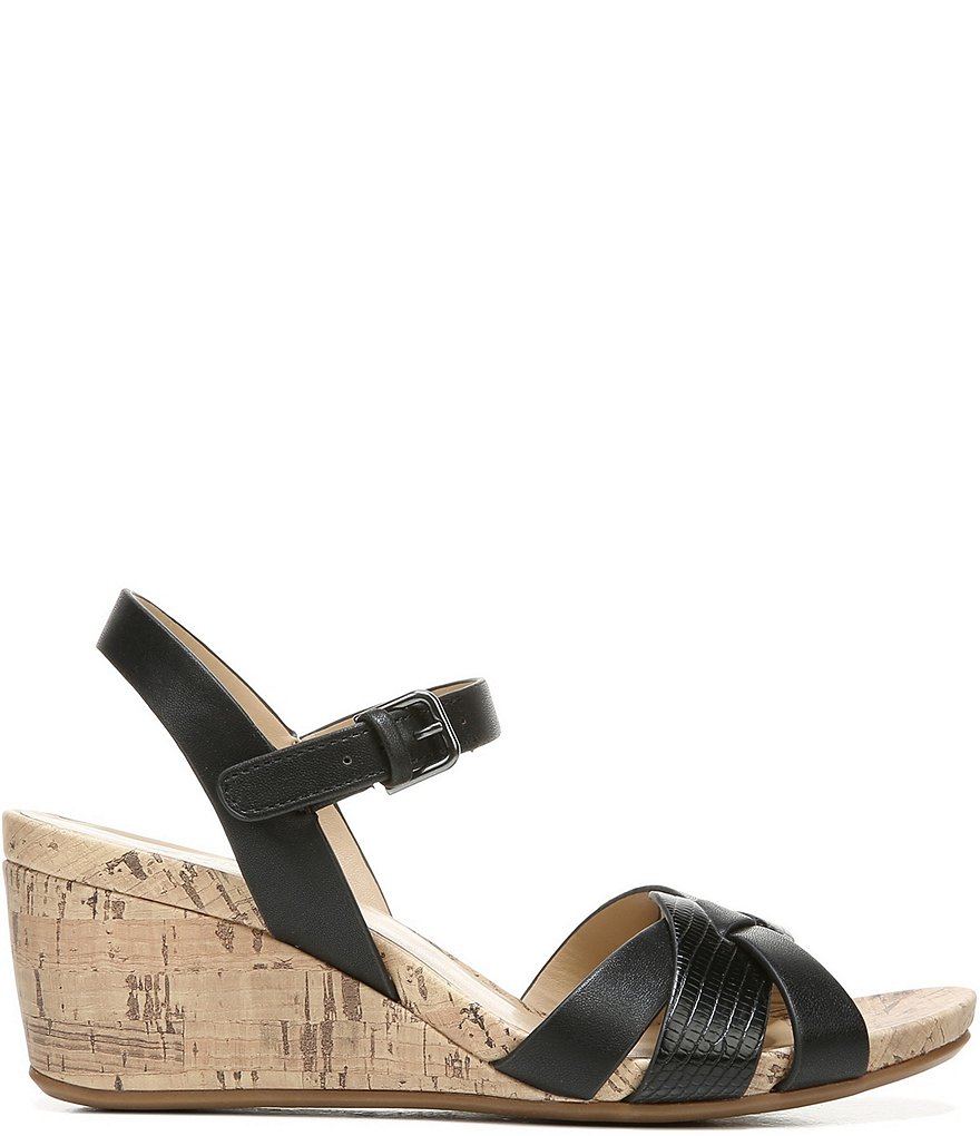 Naturalizer Adelina Snake Print Ankle Strap Wedge Sandals