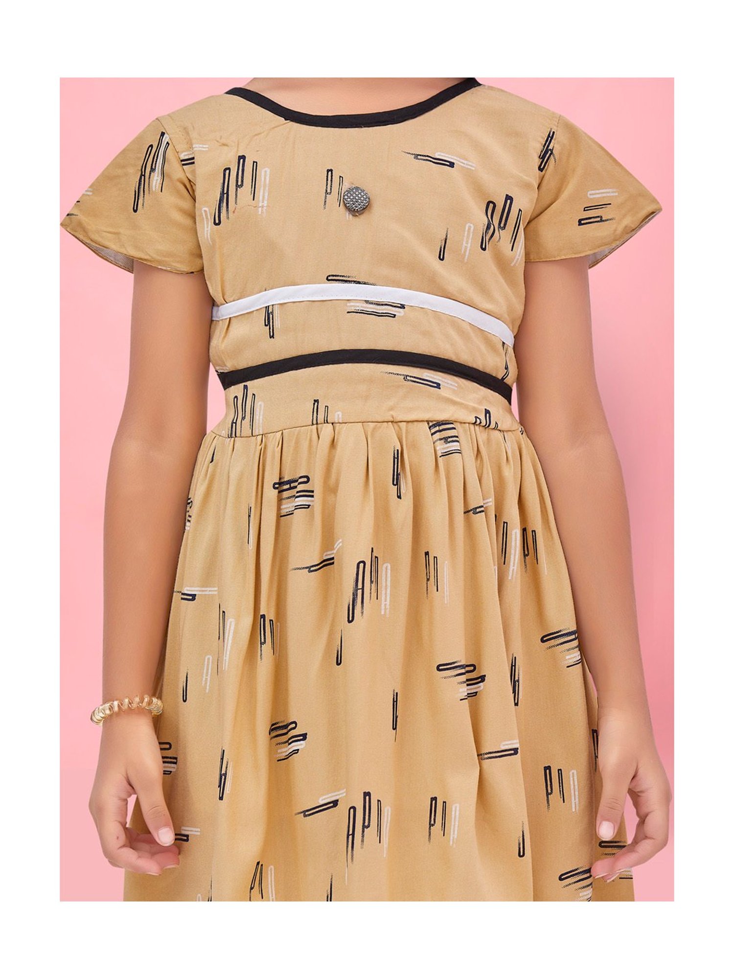 Aarika Kids Beige Printed Frock