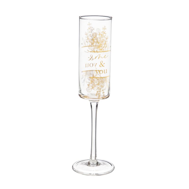 Evergreen Cypress Home You & Me/ Me & You Champagne Flutes 8oz. Gold Metallic Set of 2