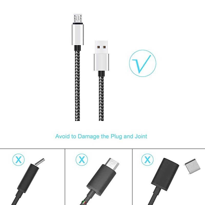 Micro USB Cable10ft3Pack by High Speed 20 USB A Male to Micro USB Sync Charging Nylon Braided Cable for Android Smartphone Tablets Wall and Car Charger Connection Silvergray