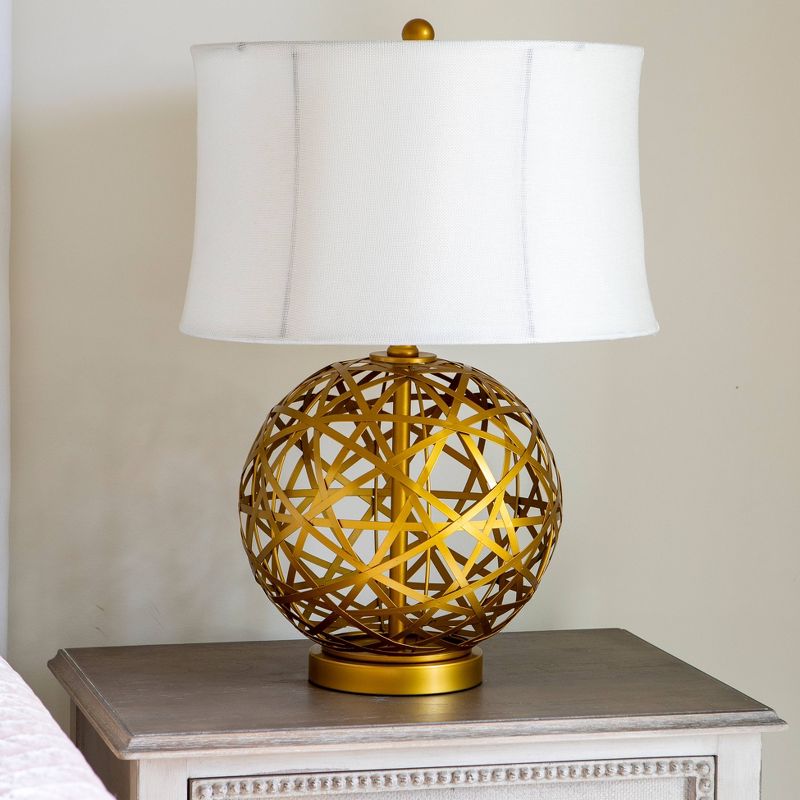 21" Strapped Steel Ball Table Lamp Antique Gold - Decor Therapy