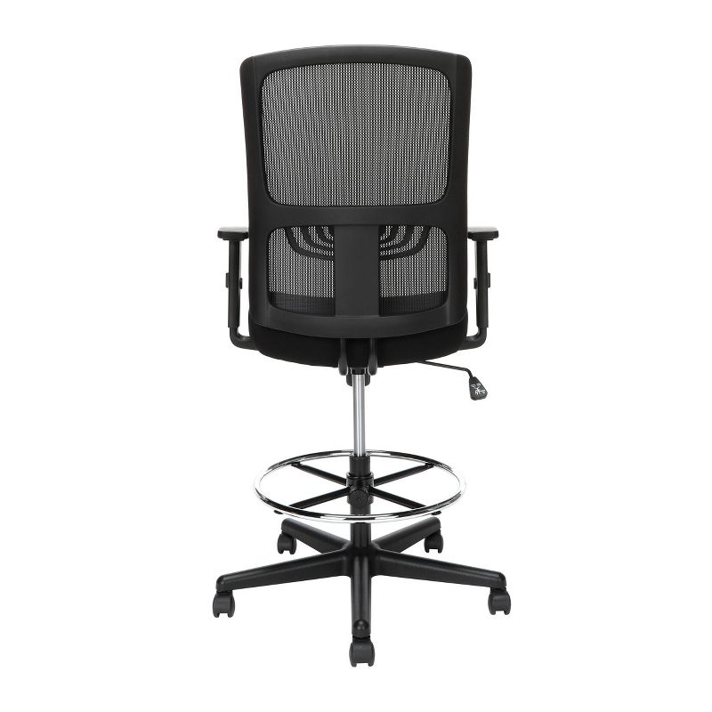 Essentials Mid Back Mesh Drafting Stool with Lumbar Support Black - OFM