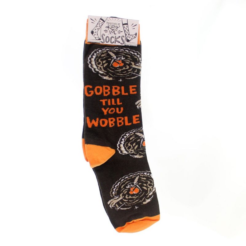 Novelty Socks 7.5" Gobble Wobble Socks Thanksgiving Turkey Primitives By Kathy  -  Socks