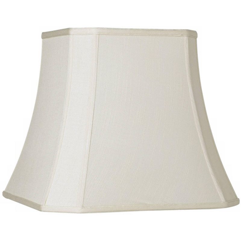 Imperial Shade Creme Medium Square Cut Corner Lamp Shade 10.5" Top x 16" Bot. x 14" Slant x 13.5" High (Spider) Replacement with Harp and Finial