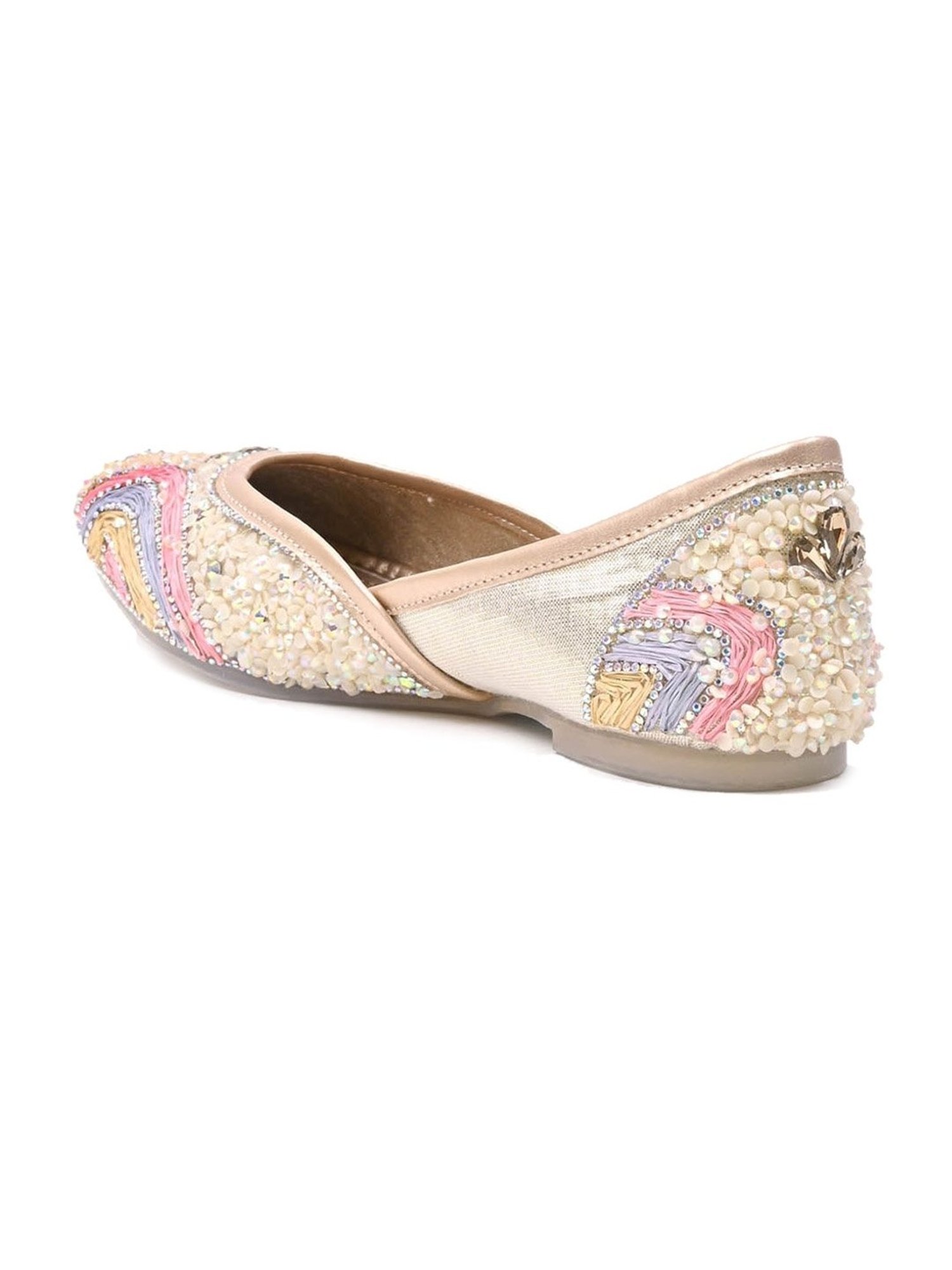 Jove Women's Golden Ethnic Juttis