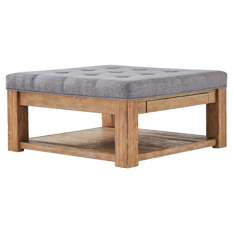 Southgate Natural Dimple Tufted Cocktail Ottoman Smoke - Inspire Q