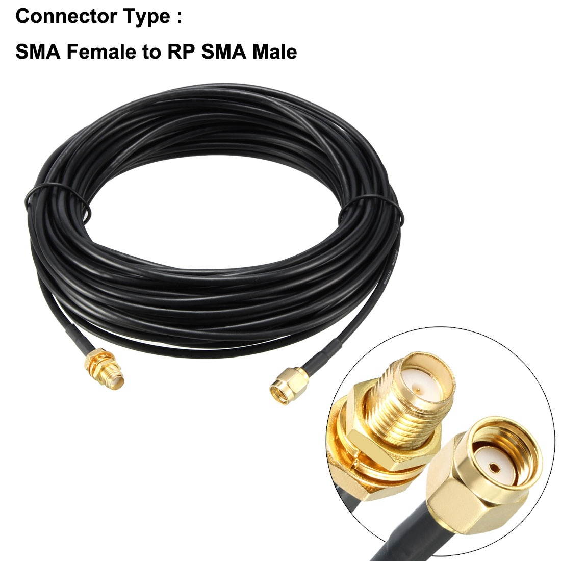 393.7" RG174 SMA Female to RP SMA Male RF Coaxial Adapter Connector