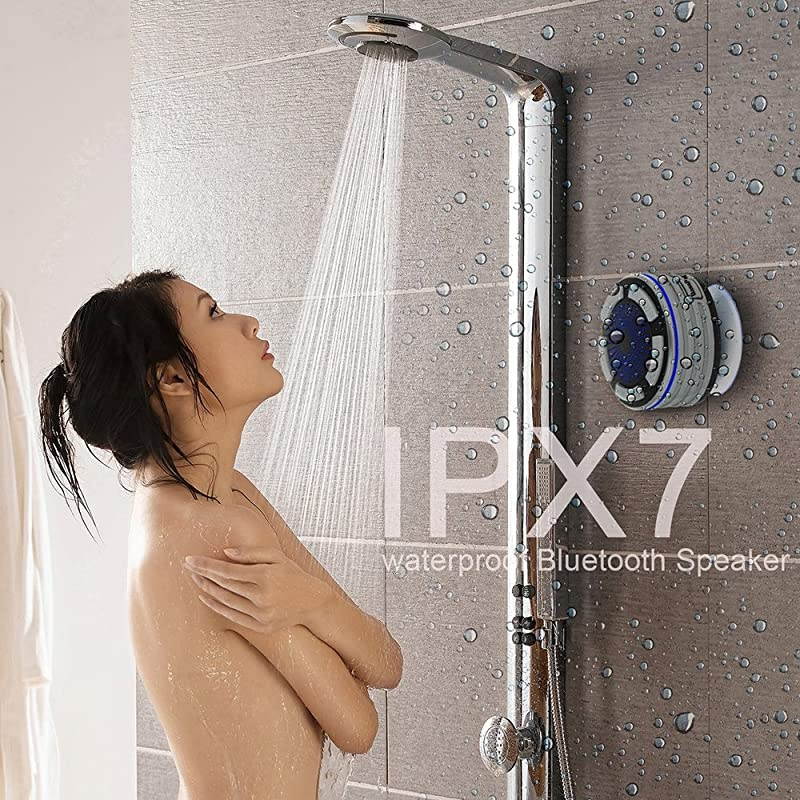 Shower Radios IPX7 Waterproof Portable Wireless Bluetooth Speaker with LED Mood Lights Super Bass HD Sound Shower Pool Beach KitchenampOutdoor