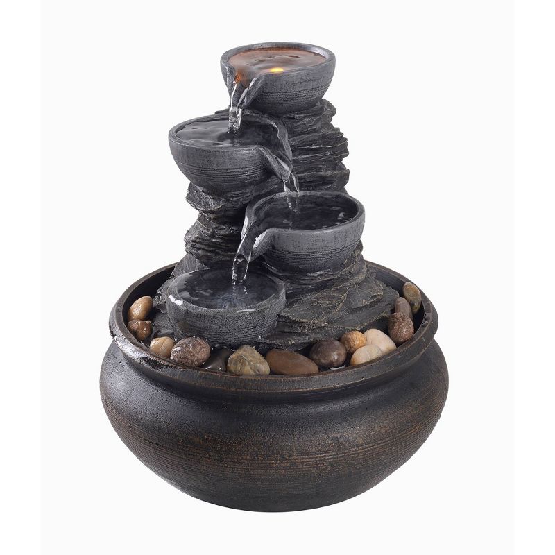 5.9" Tabletop Fountain with LED Light Gray- Peaktop